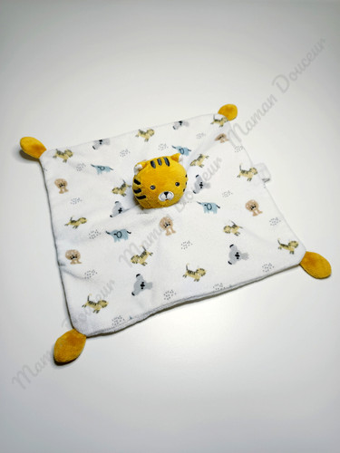 Doudou plat tigre jaune - doudou,