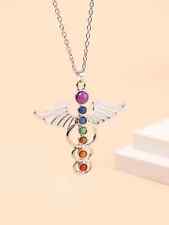 Collana catenina donna con ciondolo ala ali angelo colorato  Lunghezza: 51-55 cm