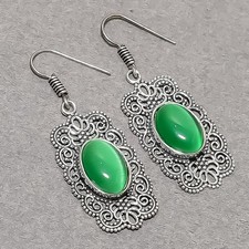 Orecchini verdi Monalisa forma ovale pietre preziose moda gioielli etnici...