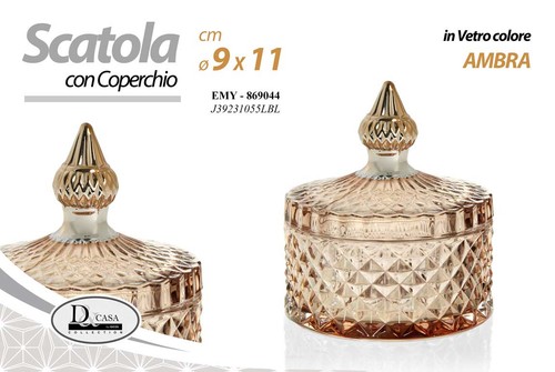Potiche scatola vetro ambra - potiche,