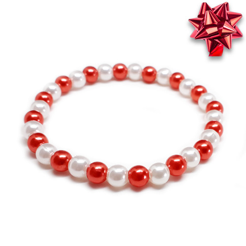 Bracciale con perle - con, rosso
