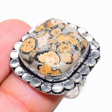 Anello gioiello in argento sterling 925 fatto a mano con pietra preziosa in p...