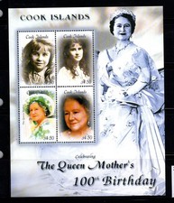 Isole Cook 2000 Michel 1499-1502 foglietto 100% nuovo di zecca Elisabetta Regina Madre