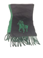  Sciarpa foulard  Polo Ralphlauren nero verde MADE IN ITALY Lana d'agnello A1011