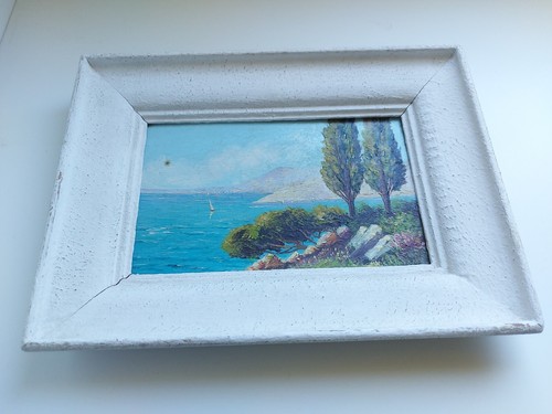 Huile sur panneau - sur, marine
