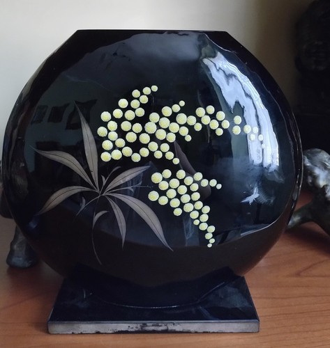 Vaso vetro nero - vaso, decò