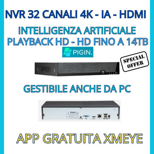 Nvr canali 8mpx ia xmeye - nvr, 4k