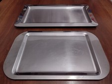2 Vassoi Vintage anni 70 acciaio inox : 1  Vassoio 45x25,5 + 1 Vassoio 38,5x23,5