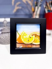 Quadro olio originale limone-agrumi natura morta incorniciato frutta belle arti vendita firmata