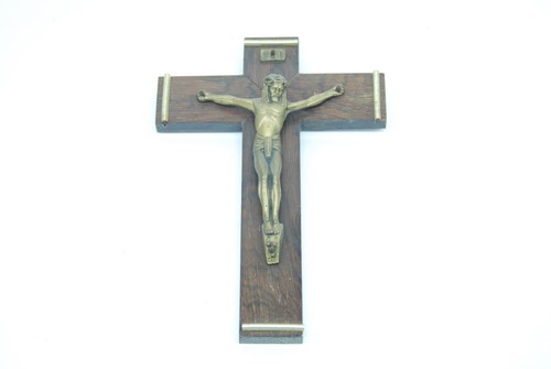 Antico crocifisso legno con - in,