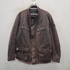 Barbour Uomo Duke Wax Impermeabile Marrone Biker Trapuntato Country Giacca Cappotto XXL