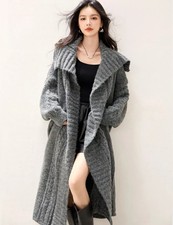 Cardigan Lungo Grigio Maglia