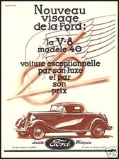 PUBBLICITA' 1930 AUTOMOBILI FORD V8 MODELLO 40 ALI AUTO LUSSO CARS BONNIE CLYDE