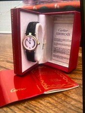 Cartier Paris orologio vintage placato oro con centurino in pelle con deployante