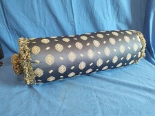 Coppia Cuscini Tubolari Cilindrici A Rullo Tessuto Damascato Blu Notte