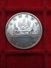Canada Moneta Argento 1 Dollaro 1965 canoa Regina Elisabetta II