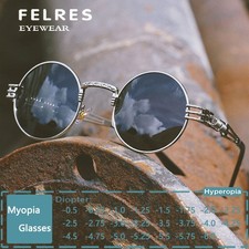 Occhiali da sole miopia rotondi in metallo colorato unisex personalità punk