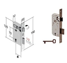SERRATURA PATENT PORTA  INTERNA DX/SX INTERASSE 70MM ENTRATA 30/35/40/45/50/60