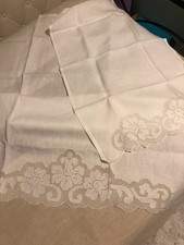 Coppia asciugamani in lino/misto Lino 500 - sfilato siciliano - Ricamati a mano