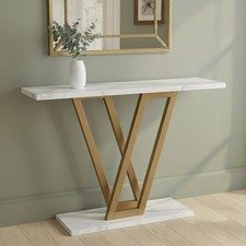 Consolle marmo bianco gambe - bianco, e
