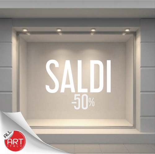 Vetrofania saldi per - 50, cento