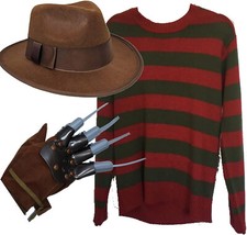 Cappello Guanto Uomo Freddy Krueger Maglione Artiglio Cappello Halloween Incubo Costume Fantastico