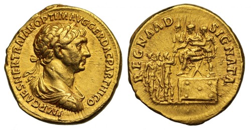 Traiano oro aureo roma - oro, roma,