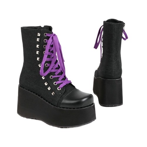 Stivaletti donna denim plateau