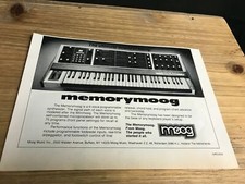 Pubblicità 1982 VINTAGE 8X5,75 PICCOLA STAMPA PER TASTIERA/SINTETIZZATORE MEMORYMOOG