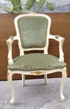 Antica poltrona Stile Barocco In Legno E Tessuto 