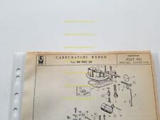 Weber carburatore 30 DIC 10 Fiat 850 Special-Coupè USA 1970 catalogo ricambi