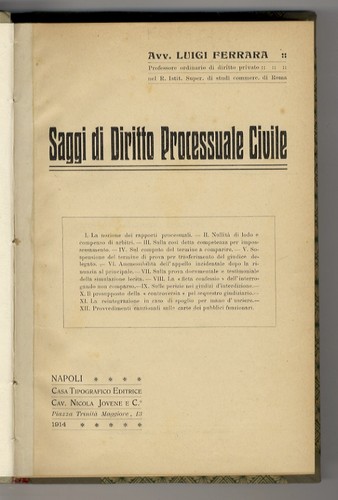 Saggi diritto processuale - saggi, di