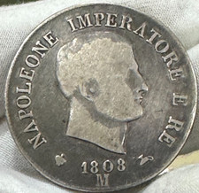 ITALY 1808 M ~ SILVER 5 LIRE ~