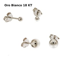 ORECCHINI DONNA IN ORO BIANCO 18KT 750 SFERE PALLINE LUCIDE A LOBO ELEGANTI