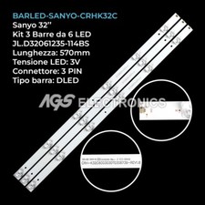 KIT 3 BARRE STRIP 6 LED TV