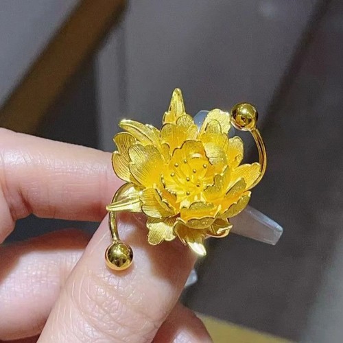 Anello peonia placcato oro - placcato,