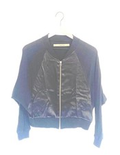 Giacca da baseball Enza Costa nera in raso/cashmere nuova / taglia 1 / bellissima! Etichette! 