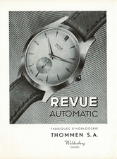 Orologio automatico anni 50 originale vintage Revue MCM stampa artistica pubblicità