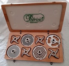 4 Coppie tritacarne inox mod. 32 "Norcino" in cassetta legno FAPATOOLS