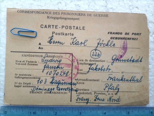 Cartolina pow prigioniero - prigioniero, di