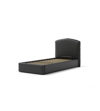 LETTO SINGOLO CONTENITORE "MOON" IN ECOPELLE NERO 90X190 CM