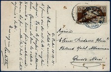 1935 - Cartolina resa franca con "Salone Aeron." cent.30 (n.385) - uso isolato