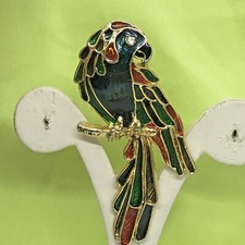 SPILLA PAPPAGALLO ANNI 80 METALLO E SMALTO A PIU' COLORI FIRMATA EXPRESSION