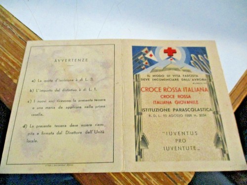 Tessera croce rossa italiana - croce,