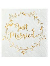 Santex 20 tovagliolini di Carta Just Married Bianco e Oro Taglia Unica (f5S)
