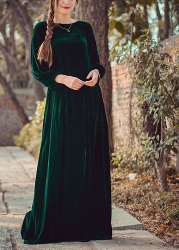 Donna velluto abito lungo - donna,