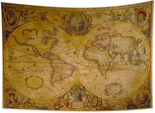 150X100Cm Arazzo Mappa Vintage