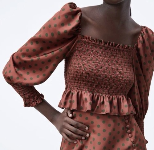 Top zara verde bordeaux - top, pois