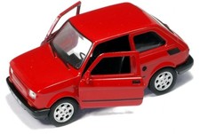 Modellino auto famiglia Fiat 126p polacco/italiano giocattolo pressofuso rosso scala 1:32-1:34 Welly