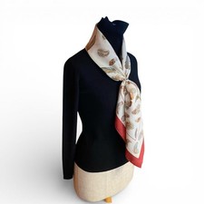 HERMES Plumes Silk Scarf Carre
